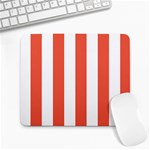 Vertical Stripes - White and Tomato Red Large Mousepad