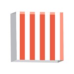 Vertical Stripes - White and Tomato Red 4 x 4  Acrylic Photo Block