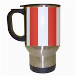 Vertical Stripes - White and Tomato Red Travel Mug (White)