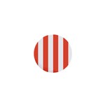 Vertical Stripes - White and Tomato Red 1  Mini Button