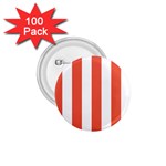 Vertical Stripes - White and Tomato Red 1.75  Button (100 pack)