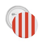 Vertical Stripes - White and Tomato Red 2.25  Button