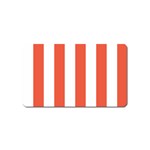 Vertical Stripes - White and Tomato Red Magnet (Name Card)