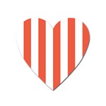 Vertical Stripes - White and Tomato Red Magnet (Heart)