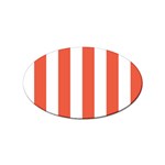 Vertical Stripes - White and Tomato Red Sticker (Oval)