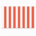 Vertical Stripes - White and Tomato Red Postcard 4 x 6  (Pkg of 10)