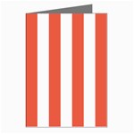 Vertical Stripes - White and Tomato Red Greeting Cards (Pkg of 8)