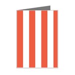 Vertical Stripes - White and Tomato Red Mini Greeting Card