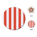 Vertical Stripes - White and Tomato Red Playing Cards (Round)