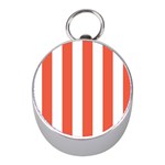 Vertical Stripes - White and Tomato Red Silver Compass (Mini)
