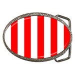 Vertical Stripes - White and Red Belt Buckle