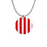 Vertical Stripes - White and Red 1  Button Necklace