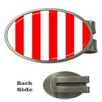 Vertical Stripes - White and Red Money Clip (Oval)