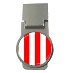 Vertical Stripes - White and Red Money Clip (Round)