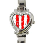 Vertical Stripes - White and Red Heart Italian Charm Watch