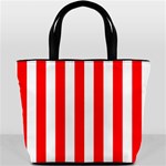 Vertical Stripes - White and Red Bucket Bag