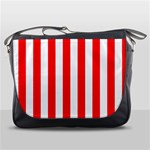 Vertical Stripes - White and Red Messenger Bag