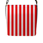 Vertical Stripes - White and Red Flap Closure Messenger Bag (L)