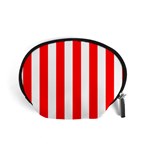 Vertical Stripes - White and Red Accessory Pouch (Small)