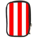 Vertical Stripes - White and Red Compact Camera Leather Case