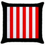 Vertical Stripes - White and Red Throw Pillow Case (Black)