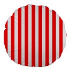 Vertical Stripes - White and Red Large 18  Premium Round Cushion