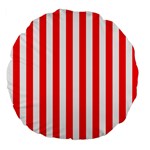 Vertical Stripes - White and Red Large 18  Premium Flano Round Cushion