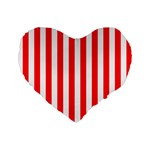 Vertical Stripes - White and Red Standard 16  Premium Flano Heart Shape Cushion