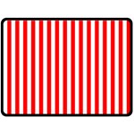 Vertical Stripes - White and Red Fleece Blanket (Large) (One Side)