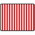 Vertical Stripes - White and Red Double Sided Fleece Blanket (Medium) (Two Sides)
