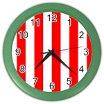 Vertical Stripes - White and Red Color Wall Clock