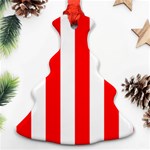 Vertical Stripes - White and Red Ornament (Christmas Tree)