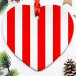 Vertical Stripes - White and Red Ornament (Heart)