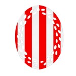 Vertical Stripes - White and Red Ornament (Bell) Ornament (Oval Filigree)