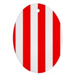 Vertical Stripes - White and Red Ornament (Oval)