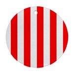 Vertical Stripes - White and Red Round Ornament (Two Sides)