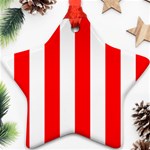 Vertical Stripes - White and Red Star Ornament (Two Sides)