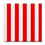 Vertical Stripes - White and Red Tile Coaster
