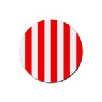 Vertical Stripes - White and Red Rubber Round Coaster (4 pack)