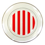 Vertical Stripes - White and Red Porcelain Plate