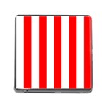 Vertical Stripes - White and Red Memory Card Reader (Square)
