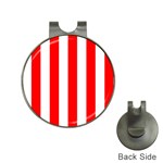 Vertical Stripes - White and Red Golf Ball Marker Hat Clip