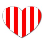 Vertical Stripes - White and Red Heart Mousepad