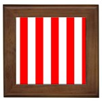 Vertical Stripes - White and Red Framed Tile