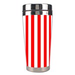 Vertical Stripes - White and Red Stainless Steel Travel Tumbler