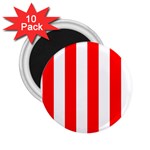 Vertical Stripes - White and Red 2.25  Magnet (10 pack)