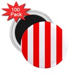 Vertical Stripes - White and Red 2.25  Magnet (100 pack)