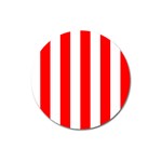 Vertical Stripes - White and Red Magnet 3  (Round)