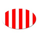 Vertical Stripes - White and Red Magnet (Oval)