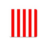 Vertical Stripes - White and Red Magnet (Square)